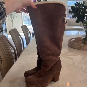 UGG Brown Heeled Suede Boots